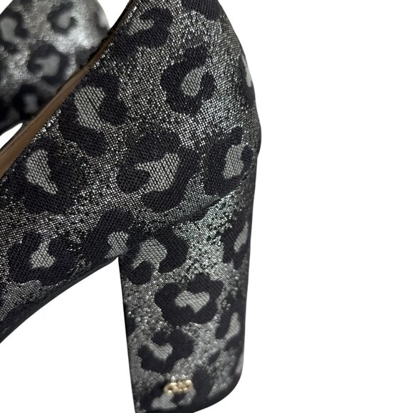 Cole Haan Leopard Print Chunky Heel Pumps Size 8.5 Black/Silver - Picture 7 of 11